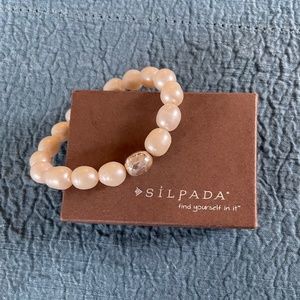 Silpada Pearl and Sterling Silver Stretch Bracelet
